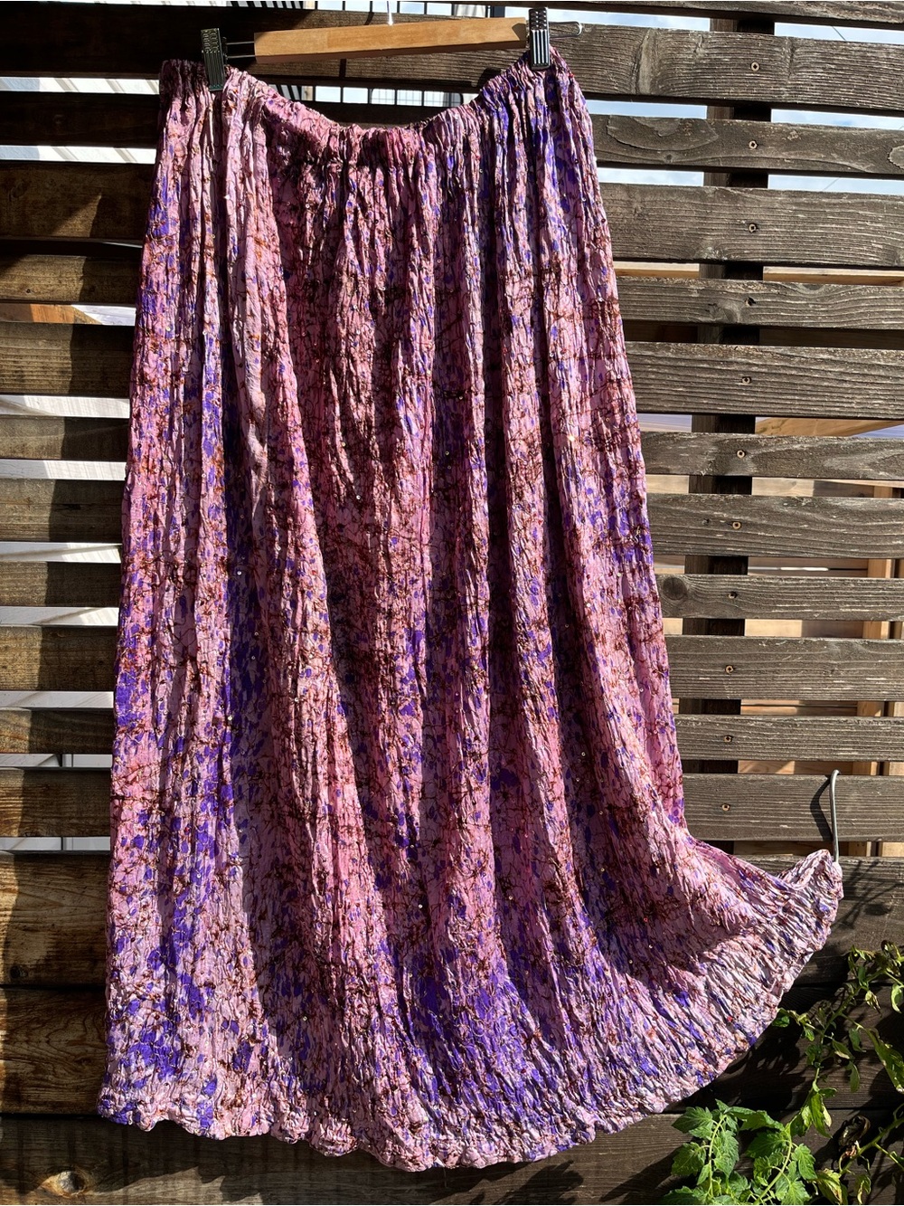 Vintage Handmade Whimsigoth Embroidered Sequined Pink Purple Maxi Skirt Large
